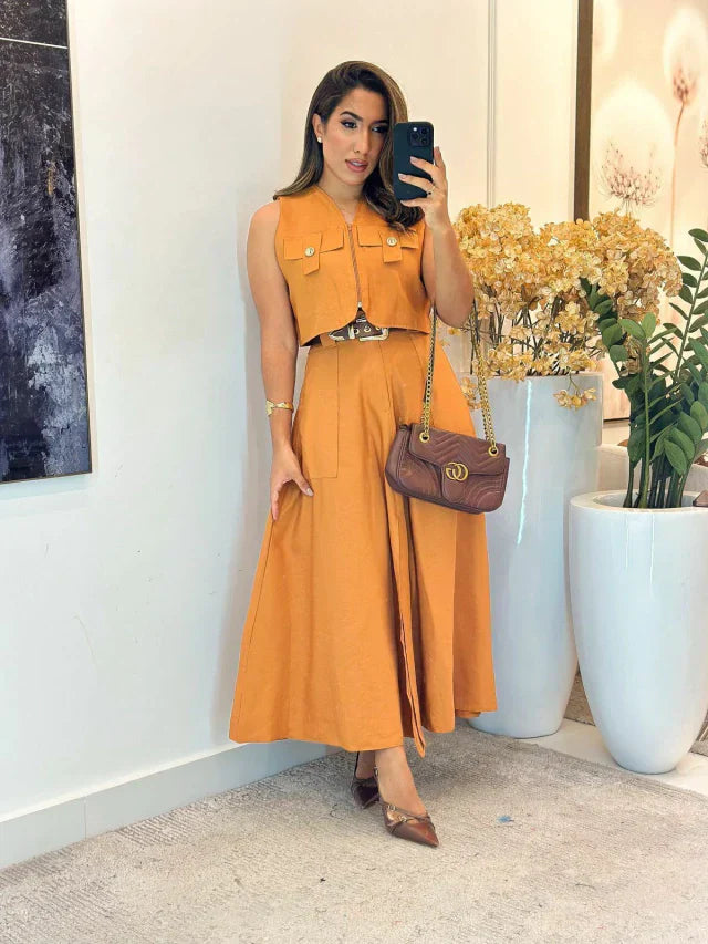 004 - Conjunto linho | com cropped