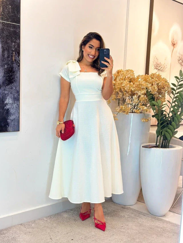 3098 - Vestido linhão | detalhes laço na alça