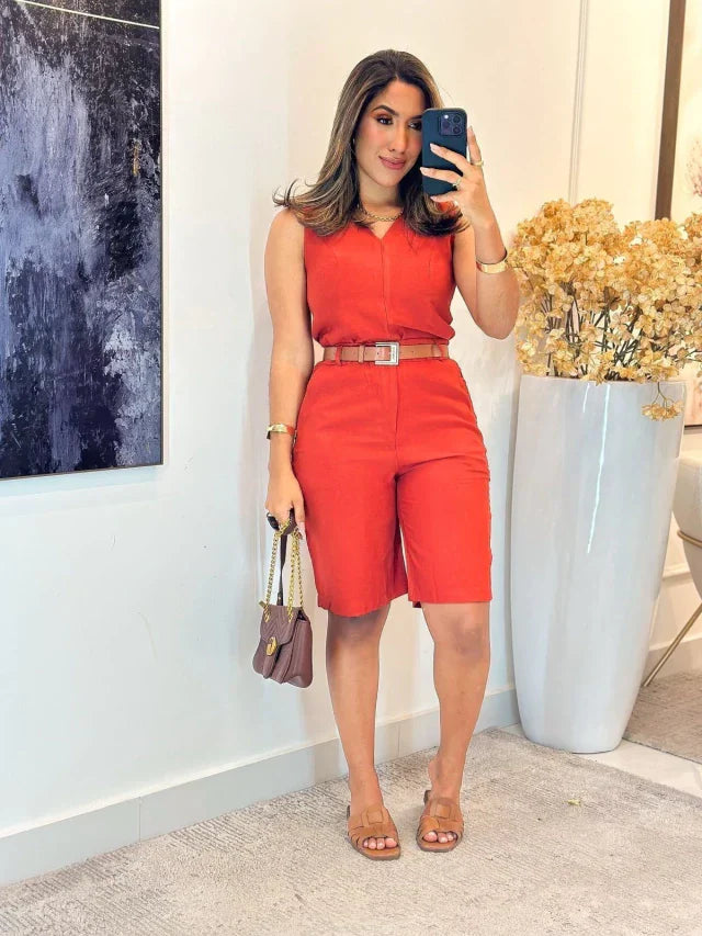 1188 - Conjunto linho | com cinto