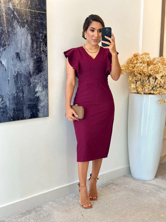 1192 - Vestido linho | babado no busto