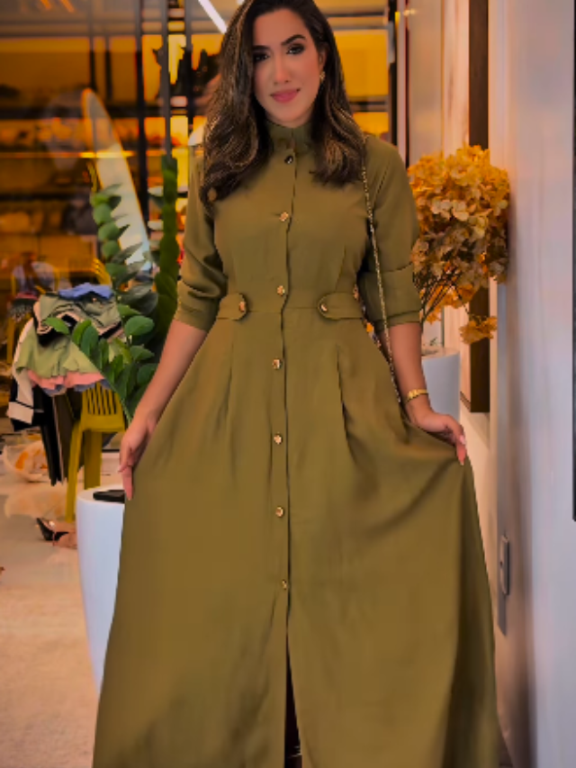 4002 - Vestido Verde | Longo Com Manga