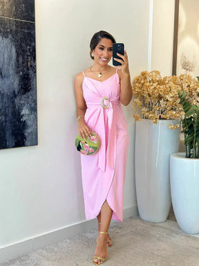 2254- Vestido linho / detalhe no busto