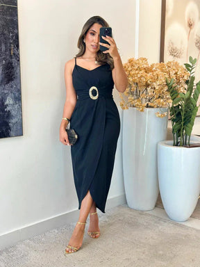 2254- Vestido linho / detalhe no busto