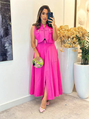 004 - Conjunto linho | com cropped
